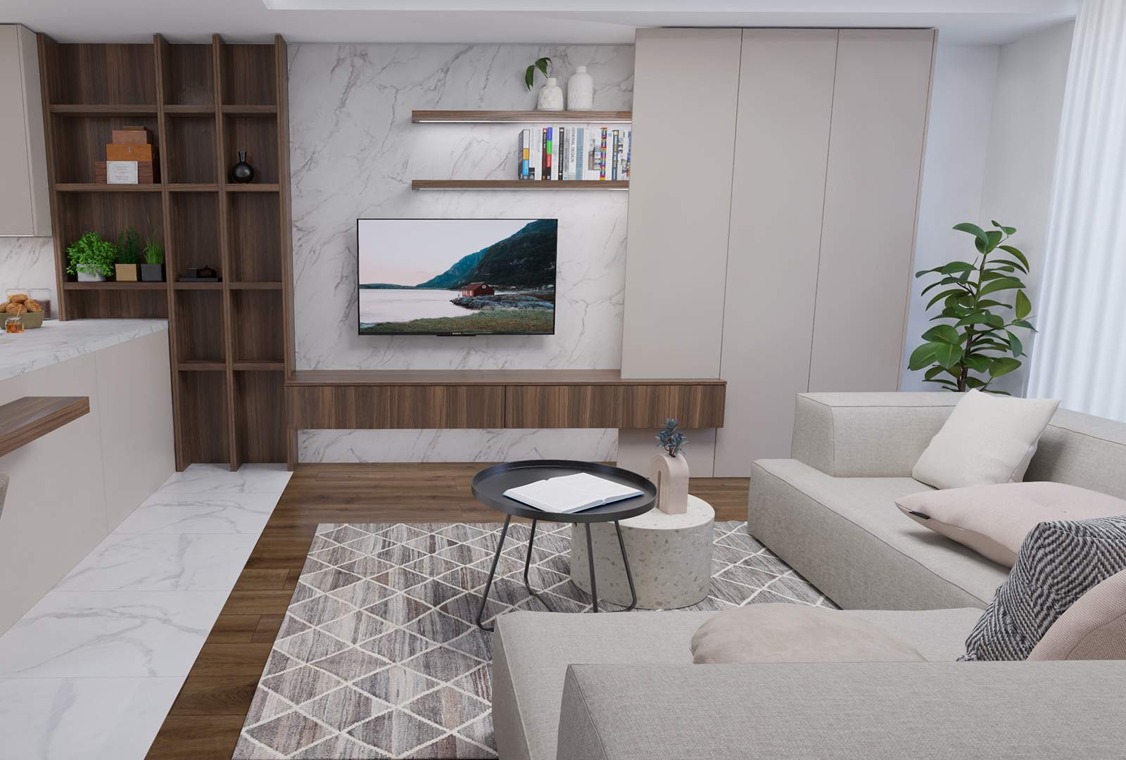 Interiér na mieru NaNoTeQ MaTT Kašmír | Orech | Mramor Krištáľový